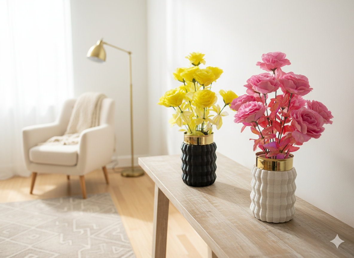 Elegant Artificial Flower Vase – Luxury Home Decor Piece
