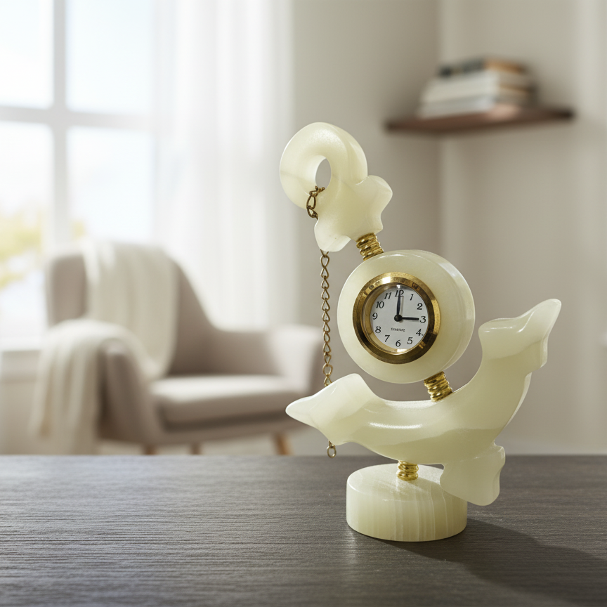Elegant Swan Marble Table Clock