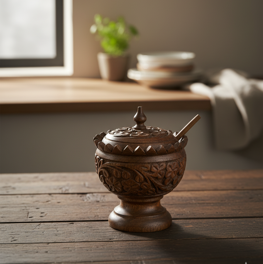 Wooden Sugar Pot