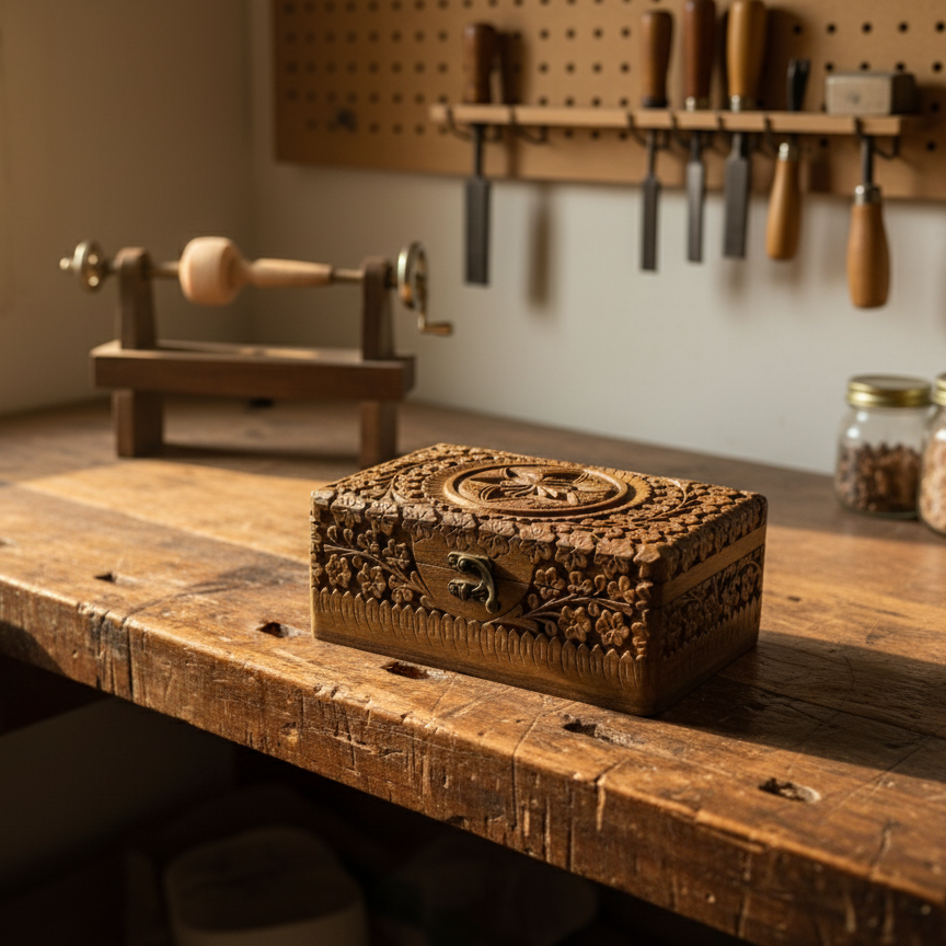 Handirafted Rose Wood Jewelery Box