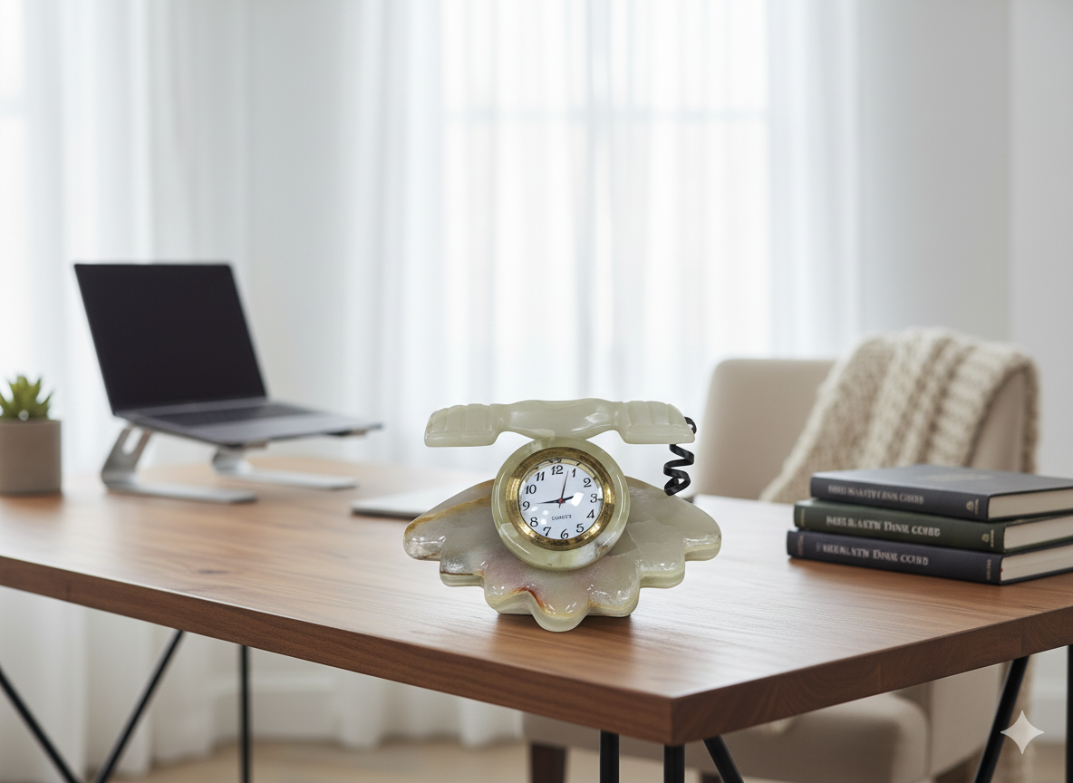 Vintage Marble Telephone Table Clock