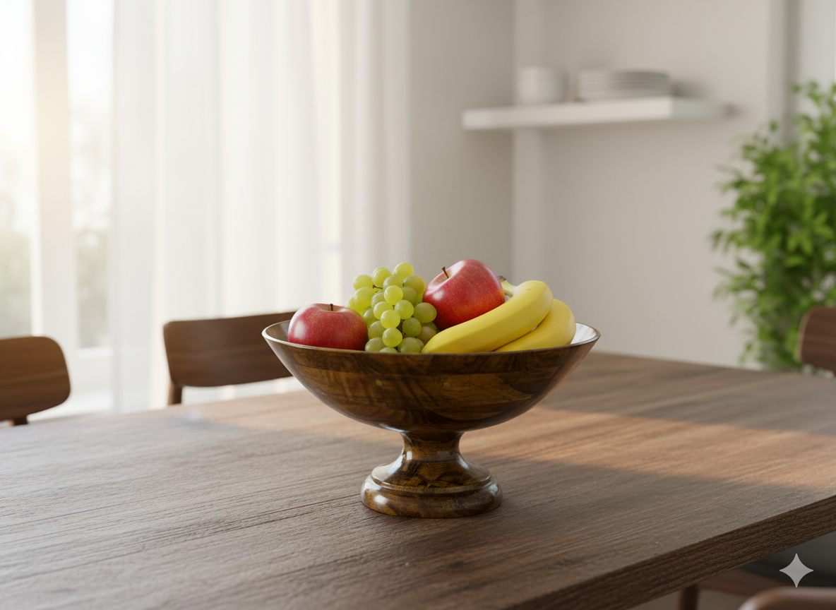 Handcrafted Wooden Fruit Bowl (Rose Wood)