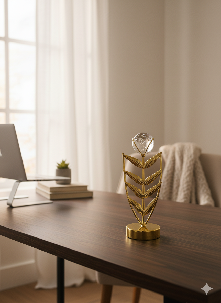 Metallic Gold  Glitter Leaf Decor